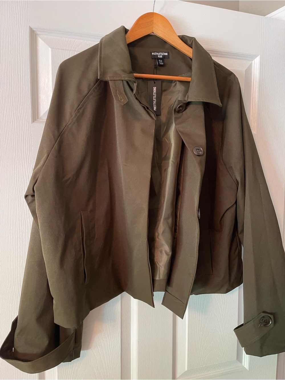 Pretty Little Thing Plus Khaki Trench Style Jacket Sz. US 16
